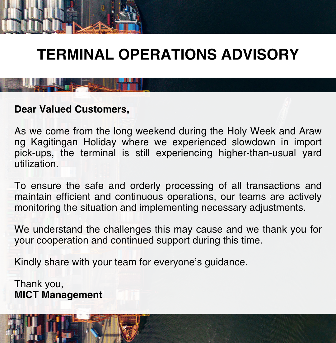 Advisory Terminal Operations Advisory